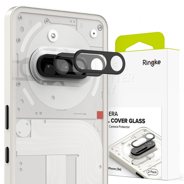 Folie de protectie Camera Spate Ringke pentru Nothing Phone (3a), Sticla Securizata, Set 2 bucati, Neagra