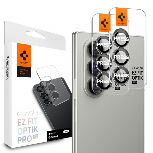 Folie de protectie Camera Spate Spigen GlastR EZ FIT Optik Pro HD pentru Samsung Galaxy Z Fold8 Ultra F976, Sticla Securizata, Set 2 bucati, Neagra
