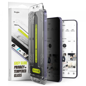 Folie de protectie Ecran Privacy Ringke Easy Slide pentru Samsung Galaxy S25+ S936 / S24+ S926, Sticla Securizata, Full Glue, Set 2 bucati