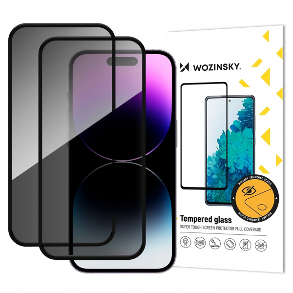 Folie de protectie Ecran Privacy WZK AntiSpy pentru Apple iPhone 18 Pro Max / 17 Pro Max, Sticla Securizata, Full Glue, Set 2 bucati