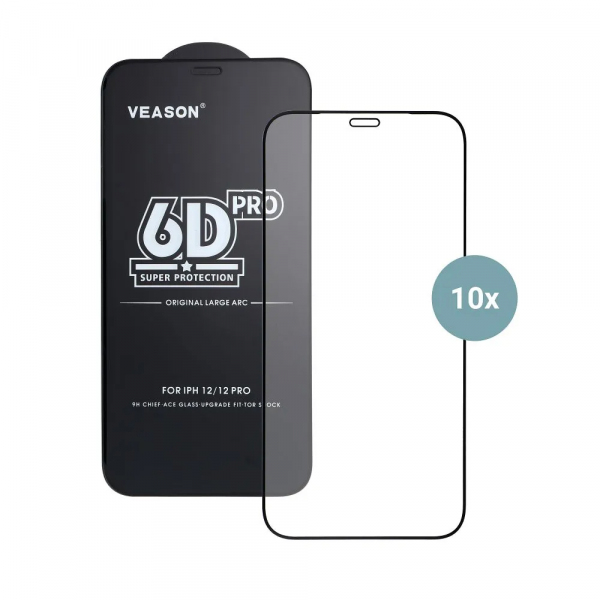 Folie de protectie Ecran Veason PRO pentru Apple iPhone 17 Air, Sticla Securizata, Full Glue, Set 10 bucati, 6D, Neagra