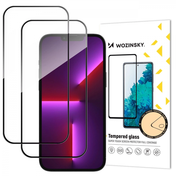 Folie de protectie Ecran WZK pentru Apple iPhone 18 Pro / 17 Pro, Sticla Securizata, Full Glue, Set 2 bucati, Neagra