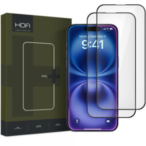Folie de protectie Ecran HOFI Glass PRO+ pentru Apple iPhone 16, Sticla Securizata, Full Glue, Set 2 bucati, 2.5D, Neagra