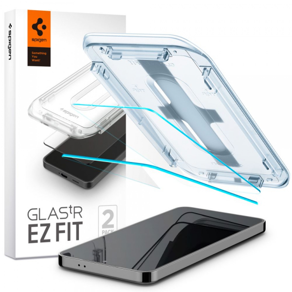 Folie de protectie Ecran Spigen GlastR EZ FIT pentru Samsung Galaxy S25 S931 / S24 S921, Sticla Securizata, Full Glue, Set 2 bucati AGL07440