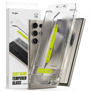 Folie de protectie Ecran Ringke Easy Slide pentru Samsung Galaxy S24 Ultra S928, Sticla Securizata, Full Glue, Set 2 bucati