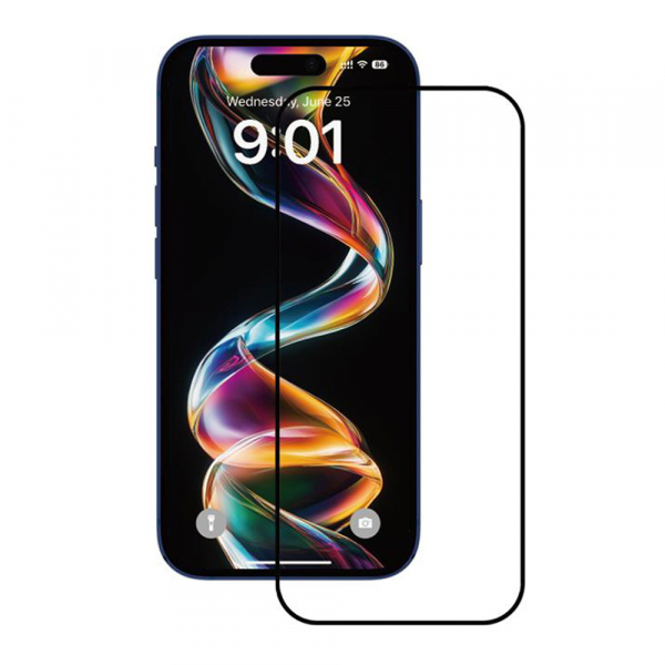 Folie de protectie Ecran Anank 1X Reinforced pentru Apple iPhone 16 Pro, Sticla Securizata, Full Glue, 2.5D, Neagra