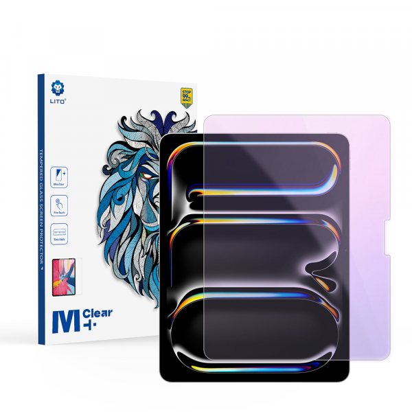 Folie de protectie Ecran Anti Blue Light Lito Classic pentru Apple iPad Pro 13 (2024), Sticla Securizata, Full Glue, 2.5D