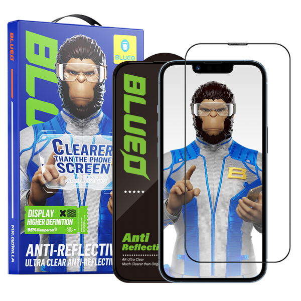 Folie de protectie Ecran Blueo Anti-Reflective HD pentru Apple iPhone 14 Plus / 13 Pro Max, Sticla Securizata, Full Glue, Neagra