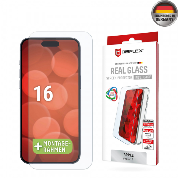 Folie de protectie Ecran Displex Premium pentru Apple iPhone 16, Sticla Securizata, Full Glue