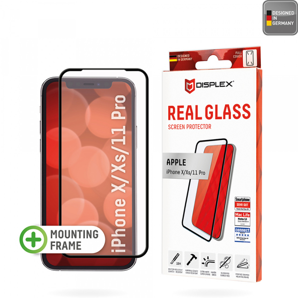 Folie de protectie Ecran Displex Real Glass pentru Apple iPhone 11 Pro / XS / X, Sticla Securizata, Full Glue, Neagra