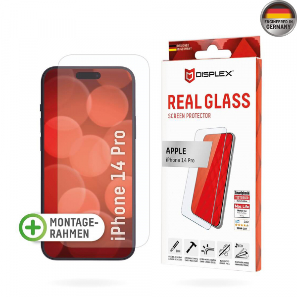 Folie de protectie Ecran Displex Real Glass pentru Apple iPhone 14 Pro, Sticla Securizata, Full Glue