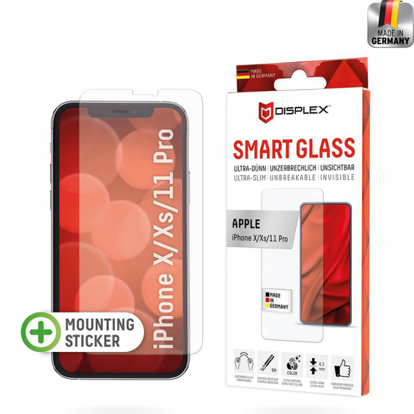 Folie de protectie Ecran Displex Smart Glass pentru Apple iPhone 11 Pro / XS / X, Sticla Flexibila, Full Glue