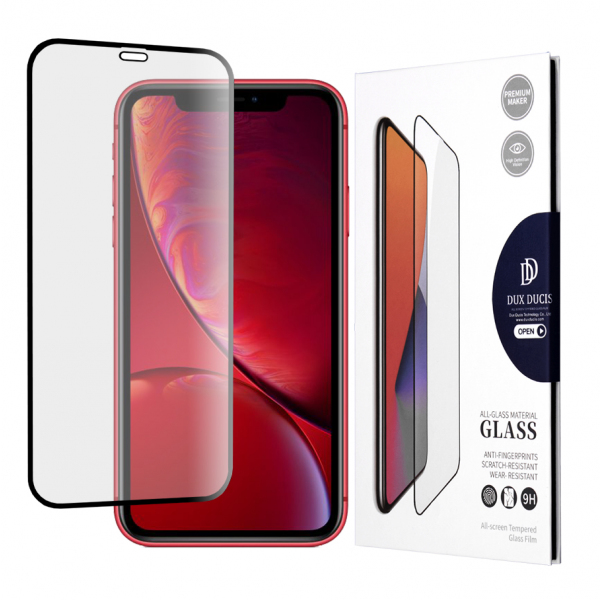 Folie de protectie Ecran DUX DUCIS pentru Apple iPhone 11 / XR, Sticla Securizata, Edge Glue, Neagra
