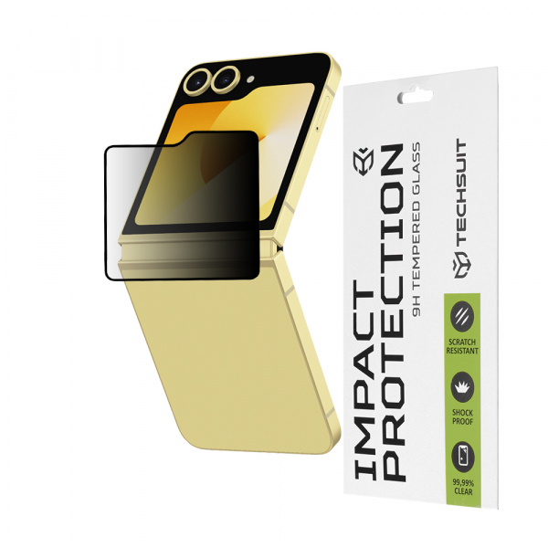Folie de protectie Ecran Exterior Privacy Techsuit pentru Samsung Galaxy Z Flip6 F741, Sticla Securizata, Full Glue, 111D