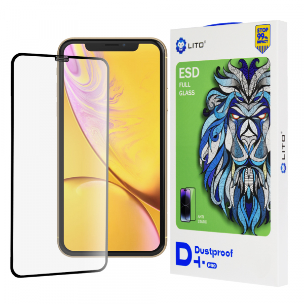 Folie de protectie Ecran Lito D+ Pro Dustproof pentru Apple iPhone 11 / XR, Sticla Securizata, Full Glue, Neagra
