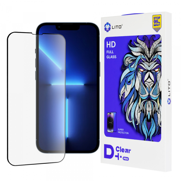Folie de protectie Ecran Lito D+ Pro pentru Apple iPhone 14 Plus / 13 Pro Max, Sticla Securizata, Full Glue, Neagra