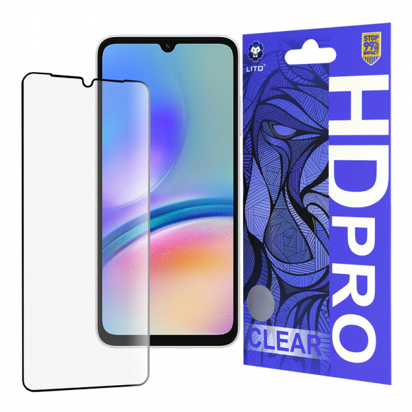 Folie de protectie Ecran Lito HD Pro Clear pentru Samsung Galaxy A05s A057, Sticla Securizata, Full Glue, Neagra