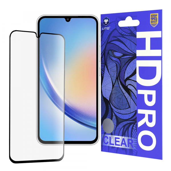 Folie de protectie Ecran Lito HD Pro Clear pentru Samsung Galaxy A34 A346, Sticla Securizata, Full Glue, Neagra