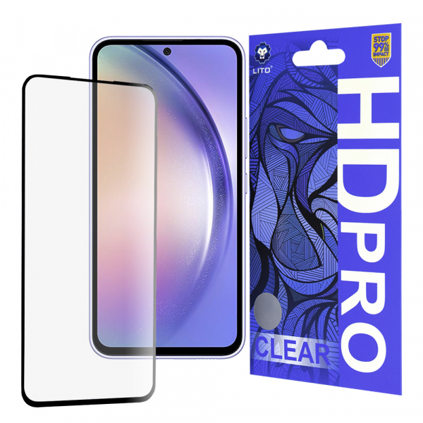Folie de protectie Ecran Lito HD Pro Clear pentru Samsung Galaxy A54 A546, Sticla Securizata, Full Glue, Neagra