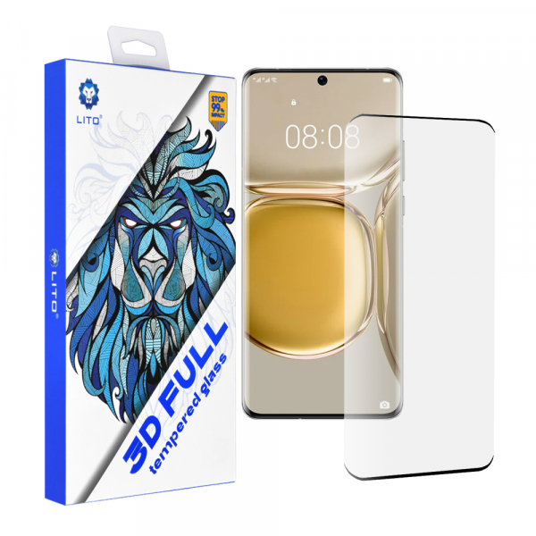 Folie de protectie Ecran Lito pentru Huawei P50 Pro, Sticla Securizata, Full Glue, 3D, Neagra