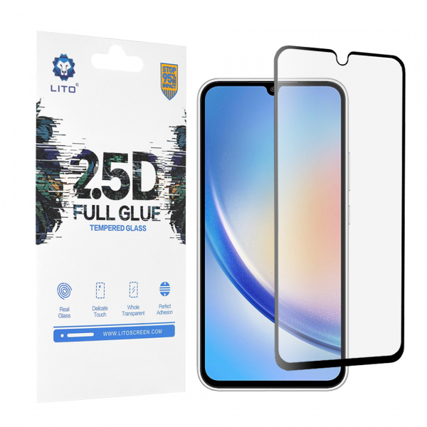Folie de protectie Ecran Lito pentru Samsung Galaxy A34 A346, Sticla Securizata, Full Glue, 2.5D, Neagra