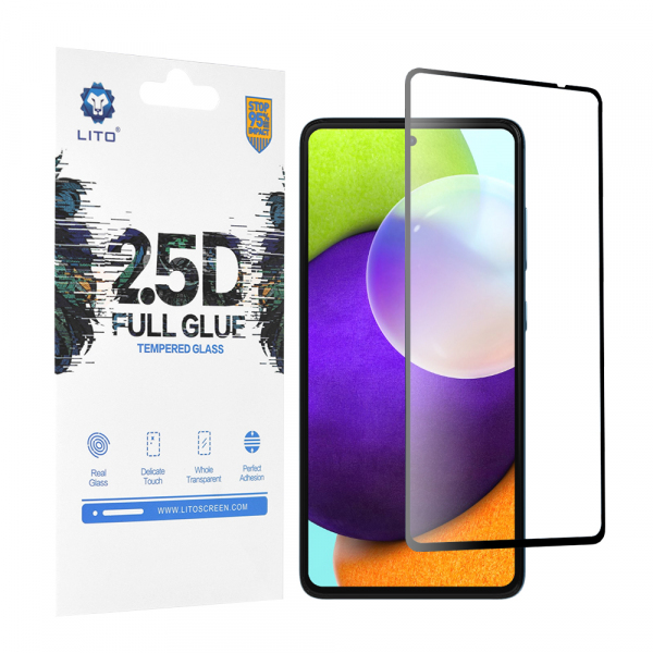 Folie de protectie Ecran Lito pentru Samsung Galaxy A52s 5G A528 / A52 5G A526 / A52 A525, Sticla Securizata, Full Glue, 2.5D, Neagra