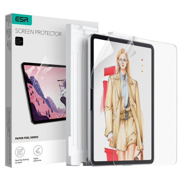 Folie de protectie Ecran Matte ESR Paper Feel pentru Apple iPad Air 13 (2026) / Air 13 (2025) / Air 13 (2024), Plastic, Full Glue, Set 2 bucati