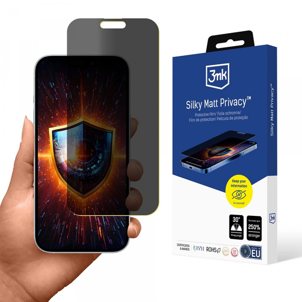 Folie de protectie Ecran Matte Privacy 3MK Silky pentru Apple 17 Pro Max, Plastic