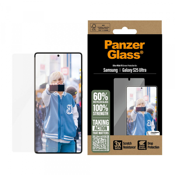 Folie de protectie Ecran PanzerGlass Ultra-Wide Fit pentru Samsung Galaxy S25 Ultra S938, Sticla Securizata, Full Glue