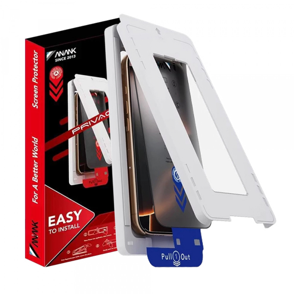 Folie de protectie Ecran Privacy Anank 5X Reinforced Applicator pentru Apple iPhone 18 Pro / 17 Pro, Sticla Securizata, Full Glue, 2.5D