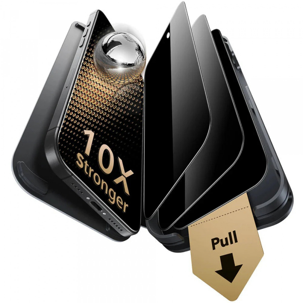 Folie de protectie Ecran Privacy ESR UltraFit Armorite Pro pentru Apple 17 Pro Max, Sticla Securizata, Full Glue, Set 3 bucati