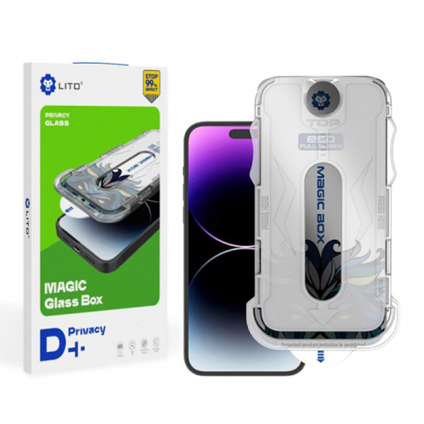 Folie de protectie Ecran Privacy Lito Magic Glass Box D+ Tools pentru Apple iPhone XS / X, Sticla Securizata, Full Glue