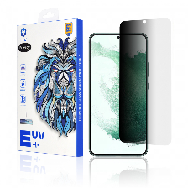 Folie de protectie Ecran Privacy Lito pentru Samsung Galaxy S23+ S916 / S22+ 5G S906, Sticla Securizata, UV Glue, 3D