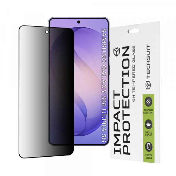 Folie de protectie Ecran Privacy Techsuit pentru Samsung Galaxy S26 Ultra S948, Sticla Securizata, Full Glue, 111D