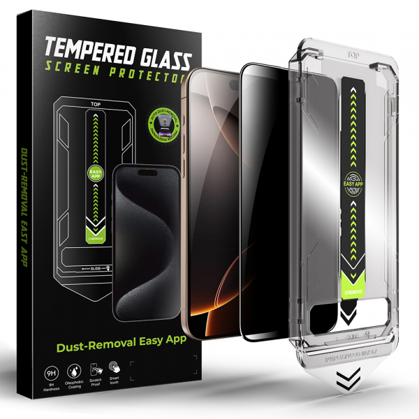 Folie de protectie Ecran Privacy Techsuit TitanGlass pentru Apple iPhone 15 Pro, Sticla Securizata, Full Glue
