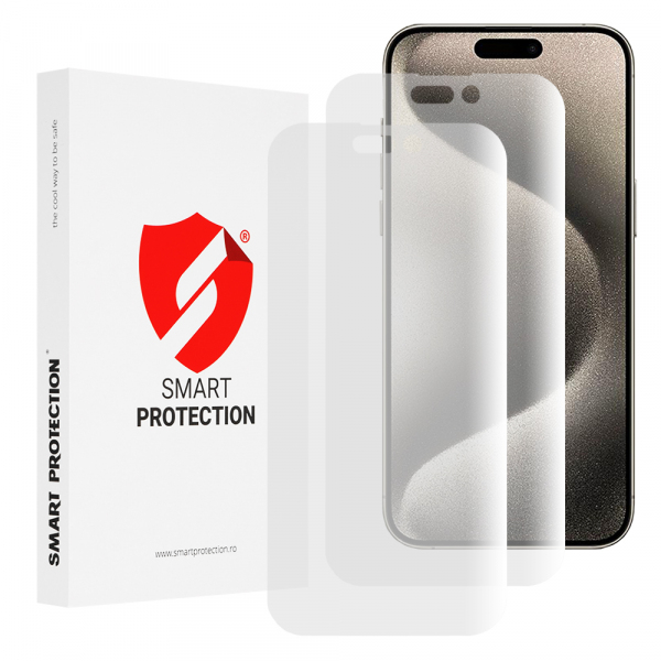 Folie de protectie Ecran Smart Protection Premium Classic pentru Apple iPhone 15 Pro Max, Plastic, Set 2 bucati