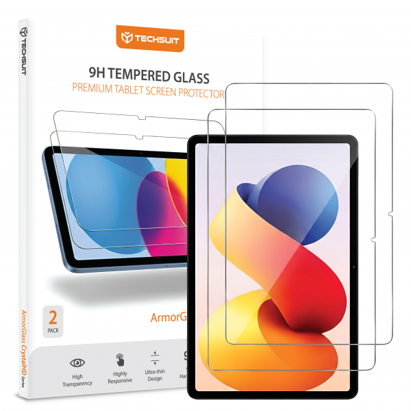 Folie de protectie Ecran Techsuit ArmorGlass CrystalHD pentru Xiaomi Redmi Pad 2 Pro, Sticla Securizata, Full Glue, Set 2 bucati