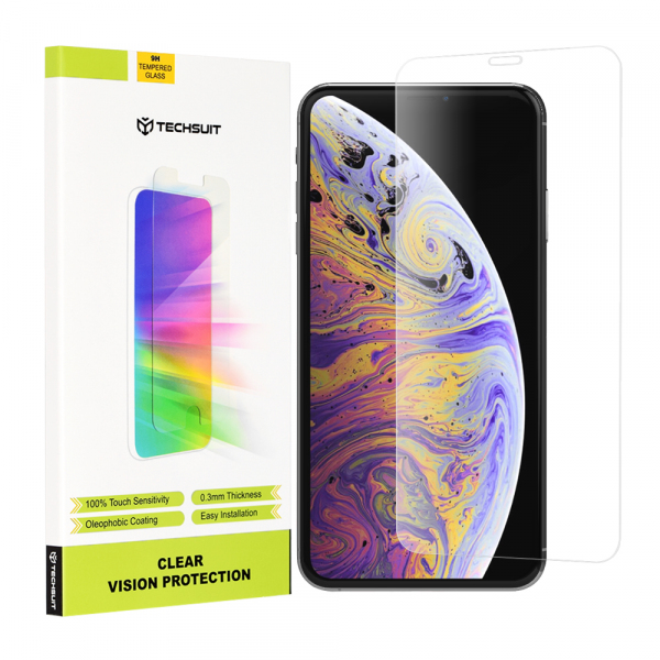 Folie de protectie Ecran Techsuit Clear Vision pentru Apple iPhone 11 Pro Max / XS Max, Sticla Securizata, Full Glue