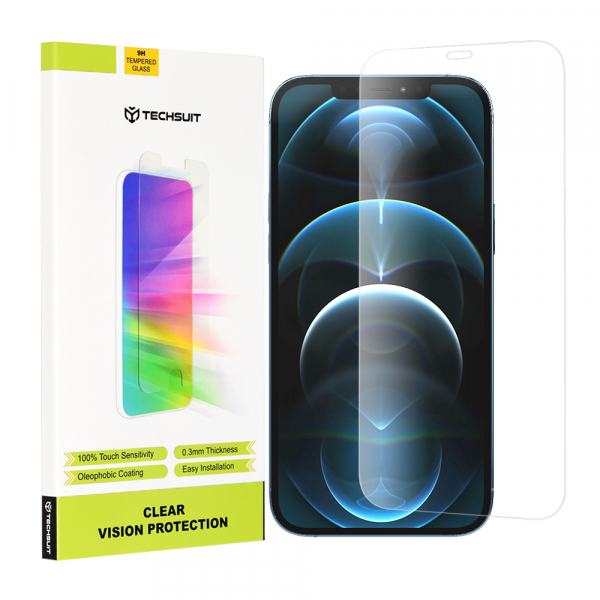 Folie de protectie Ecran Techsuit Clear Vision pentru Apple iPhone 12 Pro Max, Sticla Securizata, Full Glue