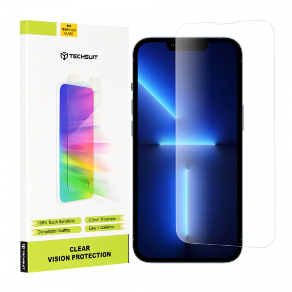 Folie de protectie Ecran Techsuit Clear Vision pentru Apple iPhone 14 Plus / 13 Pro Max, Sticla Securizata, Full Glue