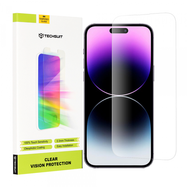 Folie de protectie Ecran Techsuit Clear Vision pentru Apple iPhone 14 Pro Max, Sticla Securizata, Full Glue