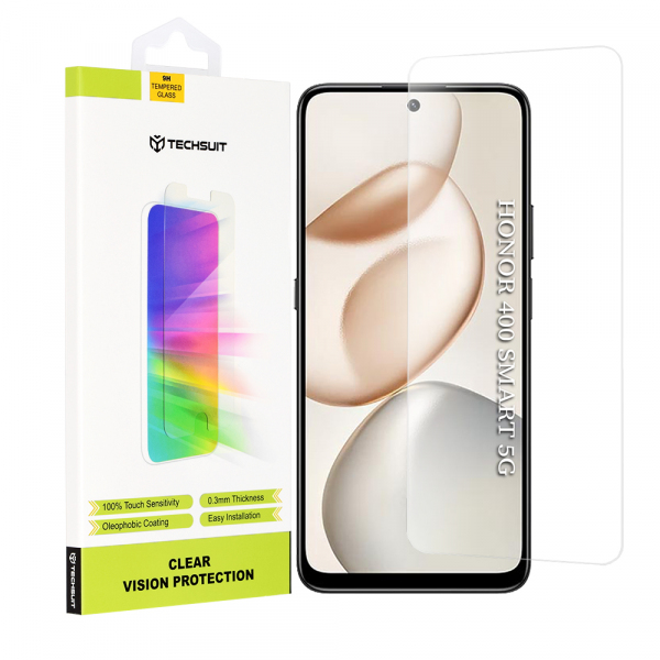 Folie de protectie Ecran Techsuit Clear Vision pentru Honor 400 Smart 4G / X7d 4G / 400 Smart 5G / X7c / 200 Smart, Sticla Securizata, Full Glue