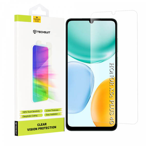 Folie de protectie Ecran Techsuit Clear Vision pentru Honor X5c Plus, Sticla Securizata, Full Glue