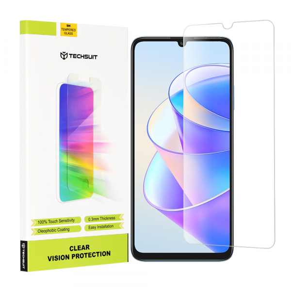 Folie de protectie Ecran Techsuit Clear Vision pentru Honor X7a, Sticla Securizata, Full Glue