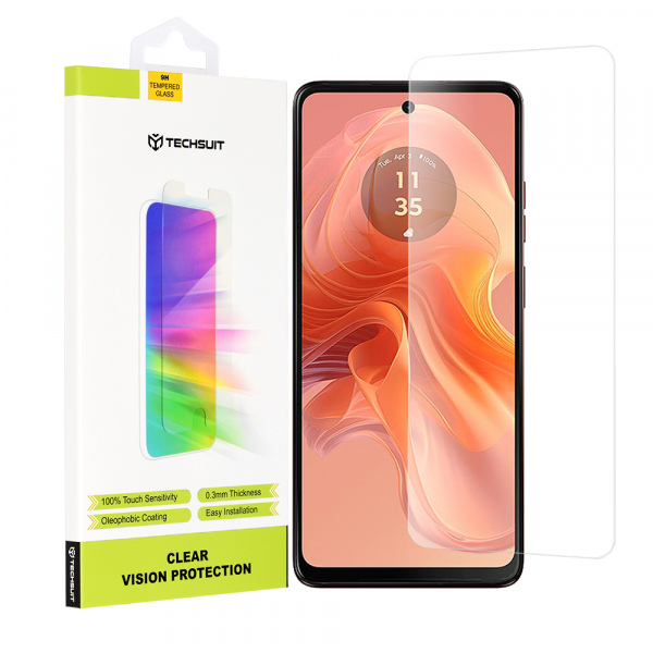 Folie de protectie Ecran Techsuit Clear Vision pentru Motorola Moto G04s / E14 / G24 Power / G04 / G24, Sticla Securizata, Full Glue