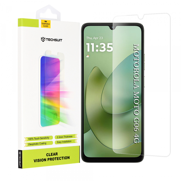 Folie de protectie Ecran Techsuit Clear Vision pentru Motorola Moto G06 Power / G06, Sticla Securizata, Full Glue