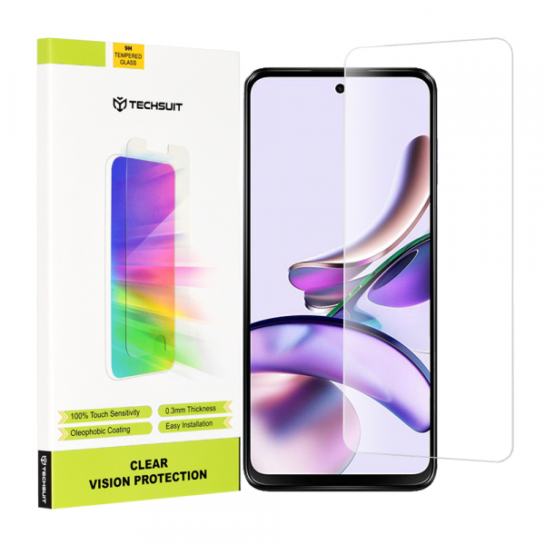 Folie de protectie Ecran Techsuit Clear Vision pentru Motorola Moto G13 / G23 / G53, Sticla Securizata, Full Glue