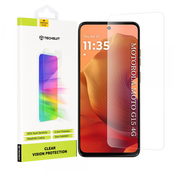 Folie de protectie Ecran Techsuit Clear Vision pentru Motorola Moto G15 / G15 Power, Sticla Securizata, Full Glue
