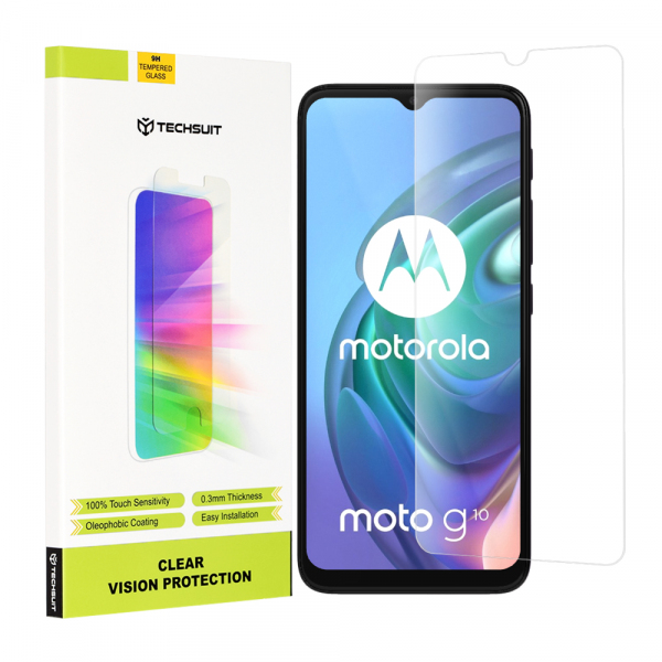 Folie de protectie Ecran Techsuit Clear Vision pentru Motorola Moto G30 / G20 / G10 / E7 Plus / G9 Play, Sticla Securizata, Full Glue