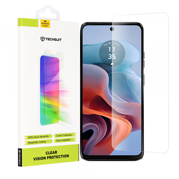 Folie de protectie Ecran Techsuit Clear Vision pentru Motorola Moto G45 / G34, Sticla Securizata, Full Glue